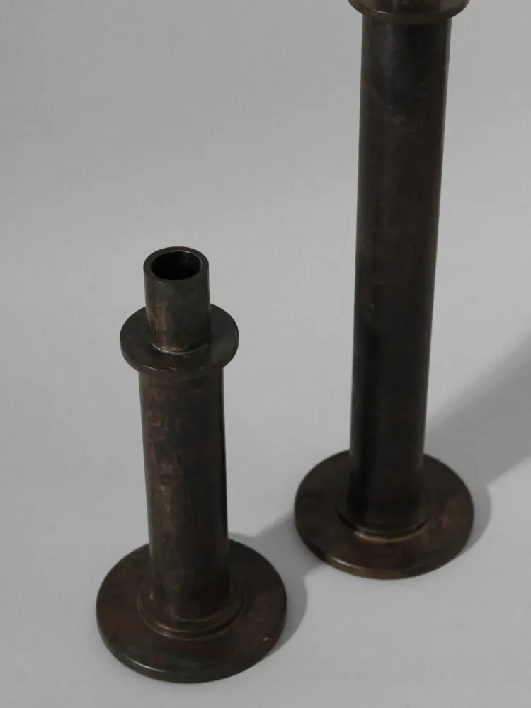 Pair Brutalist Massive Iron Candle Holder, 1970s