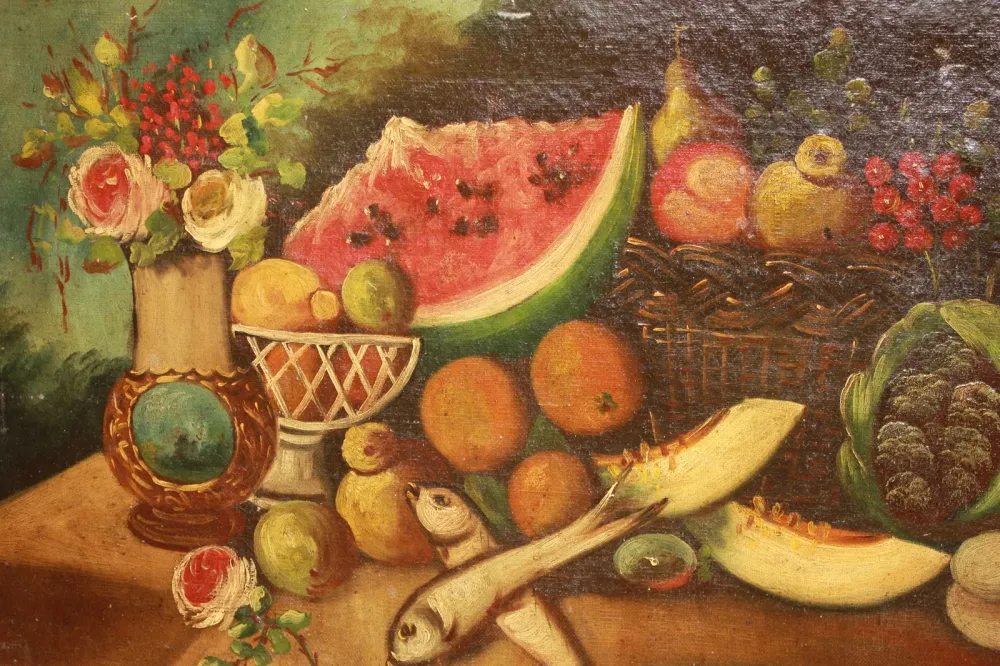 Paire de peintures à l'huile italiennes du XVIIIe siècle – Natures mortes