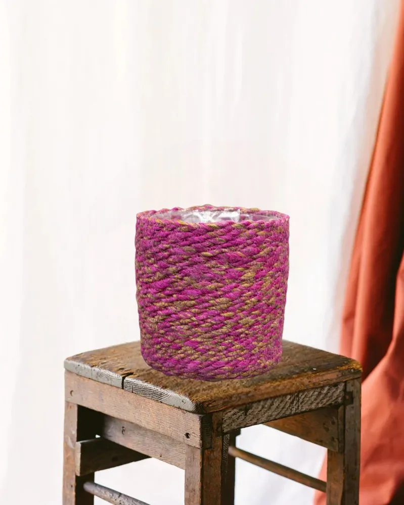 Panier tressé - Rose