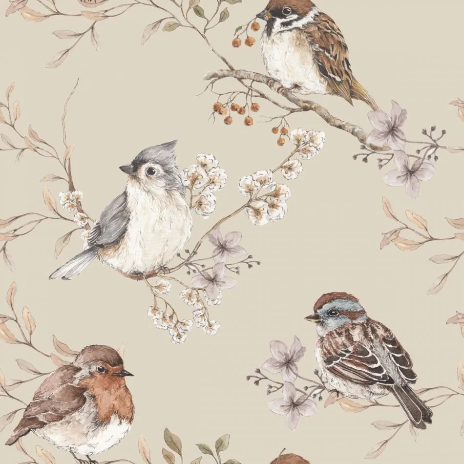 Papier peint en acier dekornik vogels beige