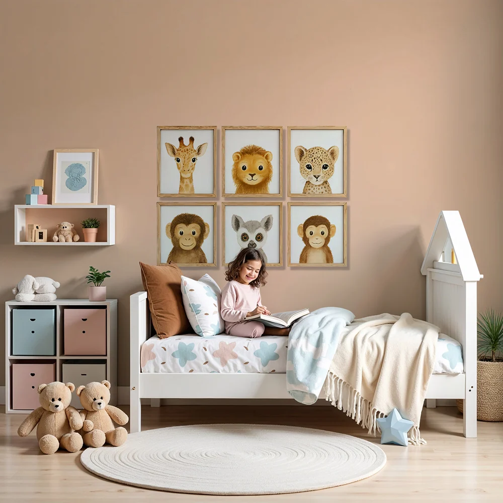 Papier peint animaux de la jungle | Illustrations mignonnes pour chambre d'enfant