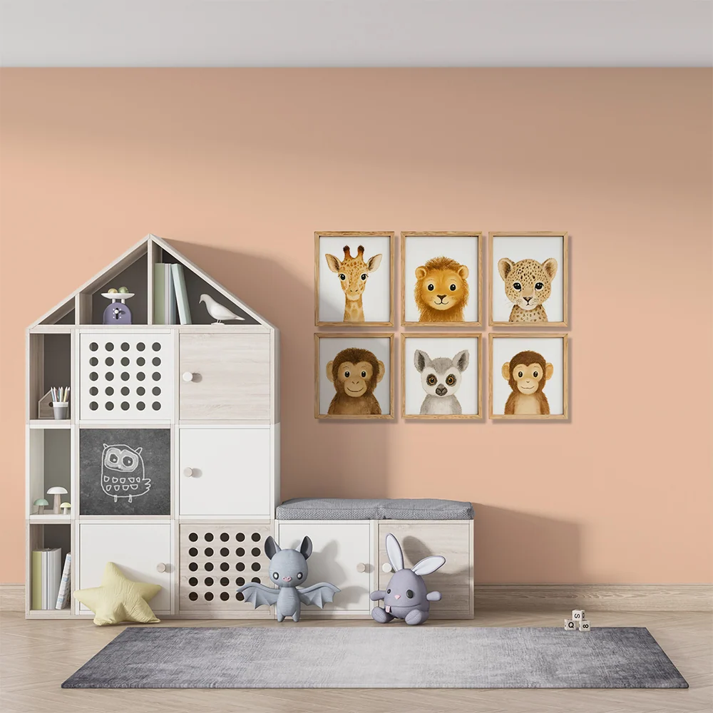 Papier peint animaux de la jungle | Illustrations mignonnes pour chambre d'enfant
