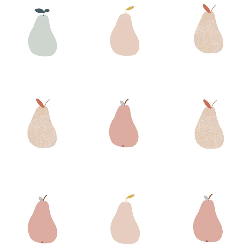 Papier peint bibelotte - poires roses