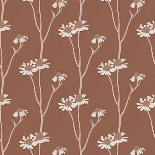 Papier peint camomille marron - Studio Ditte