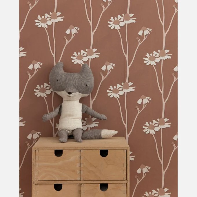 Papier peint camomille marron - Studio Ditte