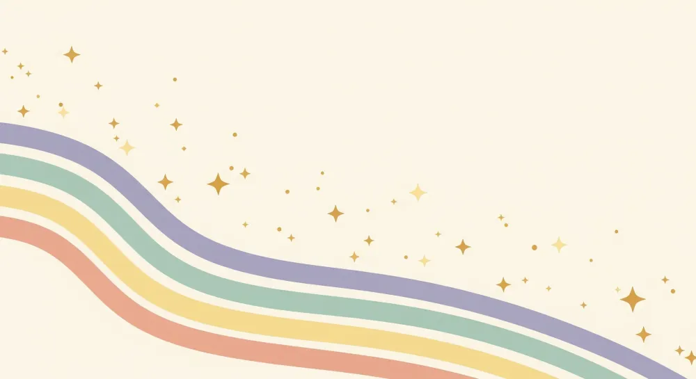 Papier peint chambre bébé | Arc-en-ciel doux et étoiles scintillantes