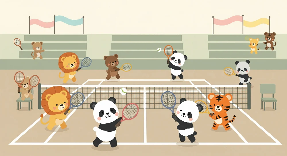 Papier peint chambre enfant | Animaux joueurs de tennis
