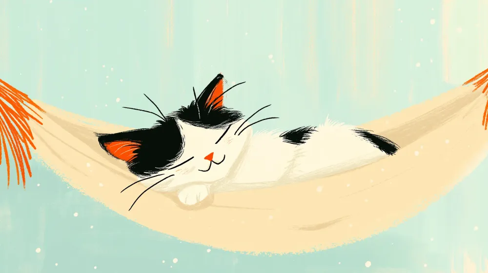 Papier peint chambre enfant | Chaton paisible dans un hamac
