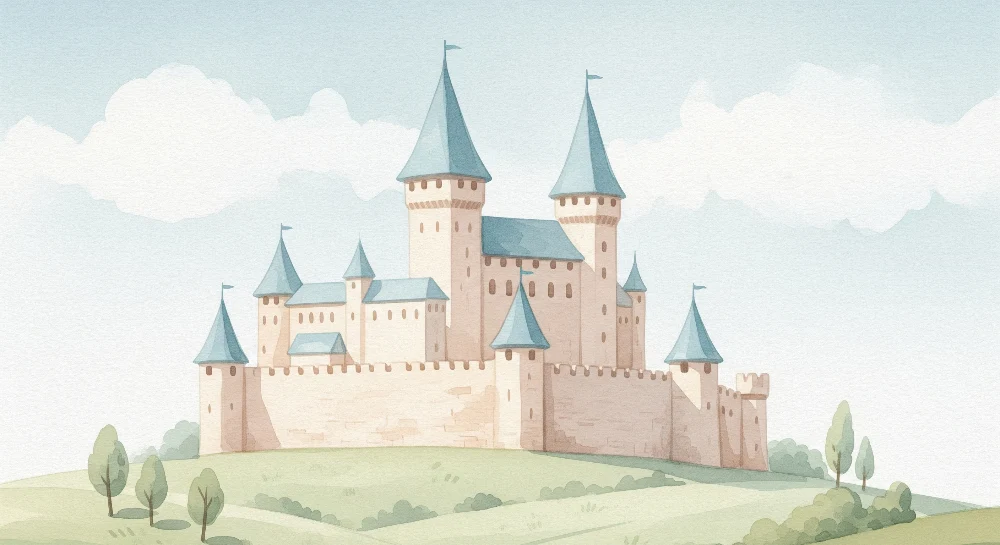 Papier peint chambre enfant | Château aux couleurs claires