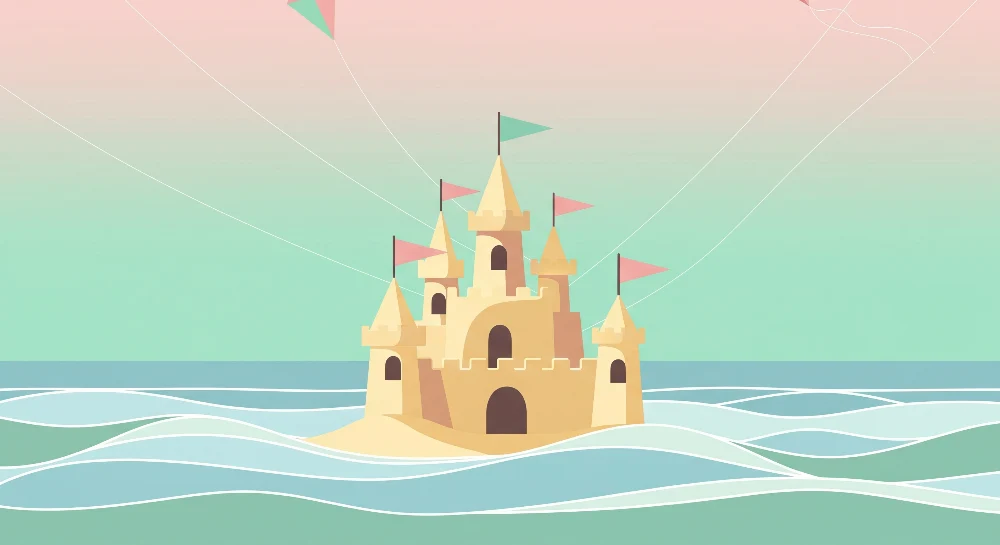 Papier peint chambre enfant | Château de sable coloré au bord de la mer