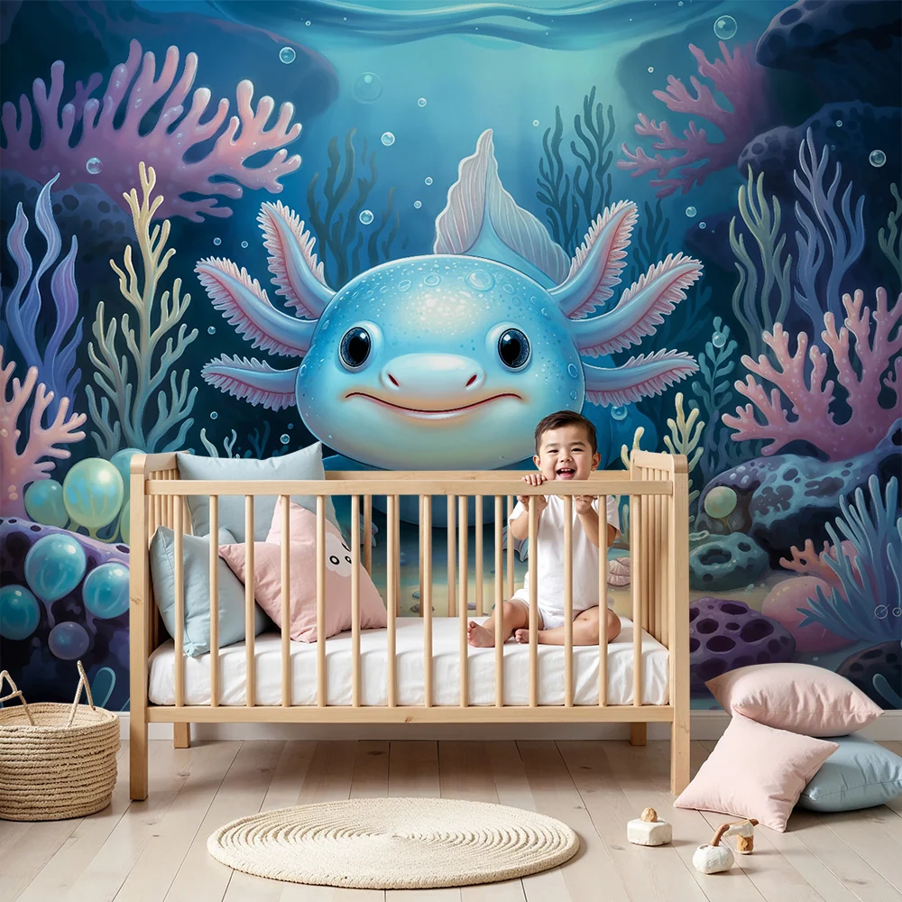 Papier peint chambre enfant | Créature sous-marine et coraux colorés