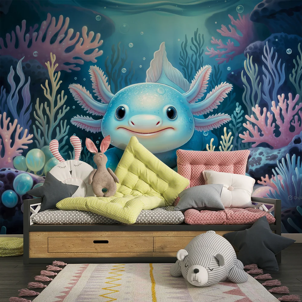 Papier peint chambre enfant | Créature sous-marine et coraux colorés