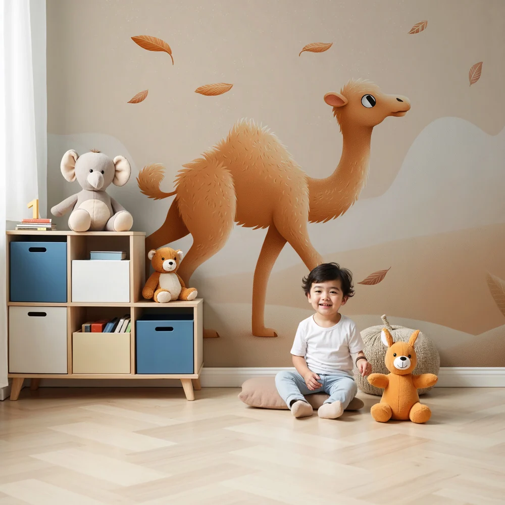 Papier peint chambre enfant | Dromadaire dans un paysage doux