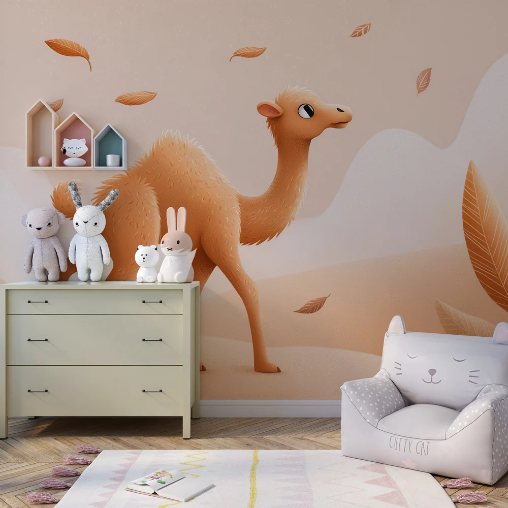Papier peint chambre enfant | Dromadaire dans un paysage doux