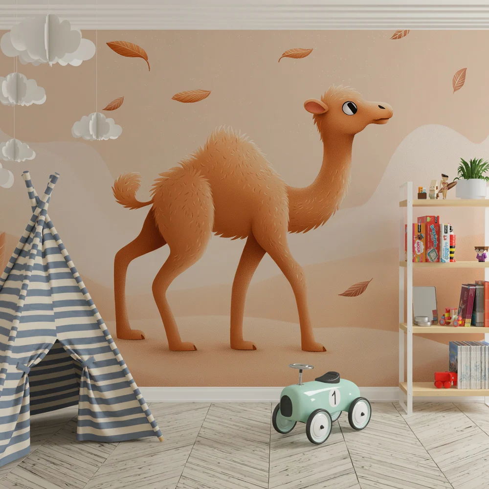 Papier peint chambre enfant | Dromadaire dans un paysage doux