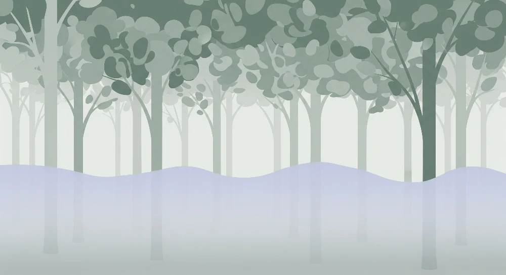 Papier peint chambre enfant | êt apaisante avec arbres délicats et brume légère