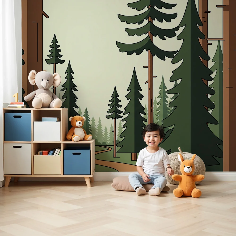 Papier peint chambre enfant | êt enchantée avec sentier sinueux