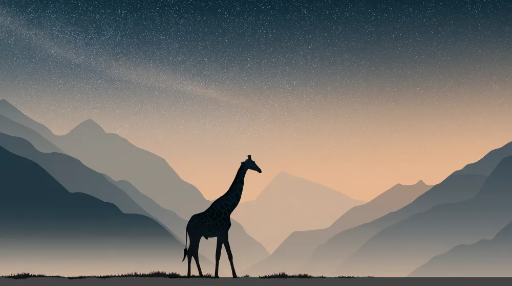 Papier peint chambre enfant | Girafe majestueuse sous un ciel étoilé