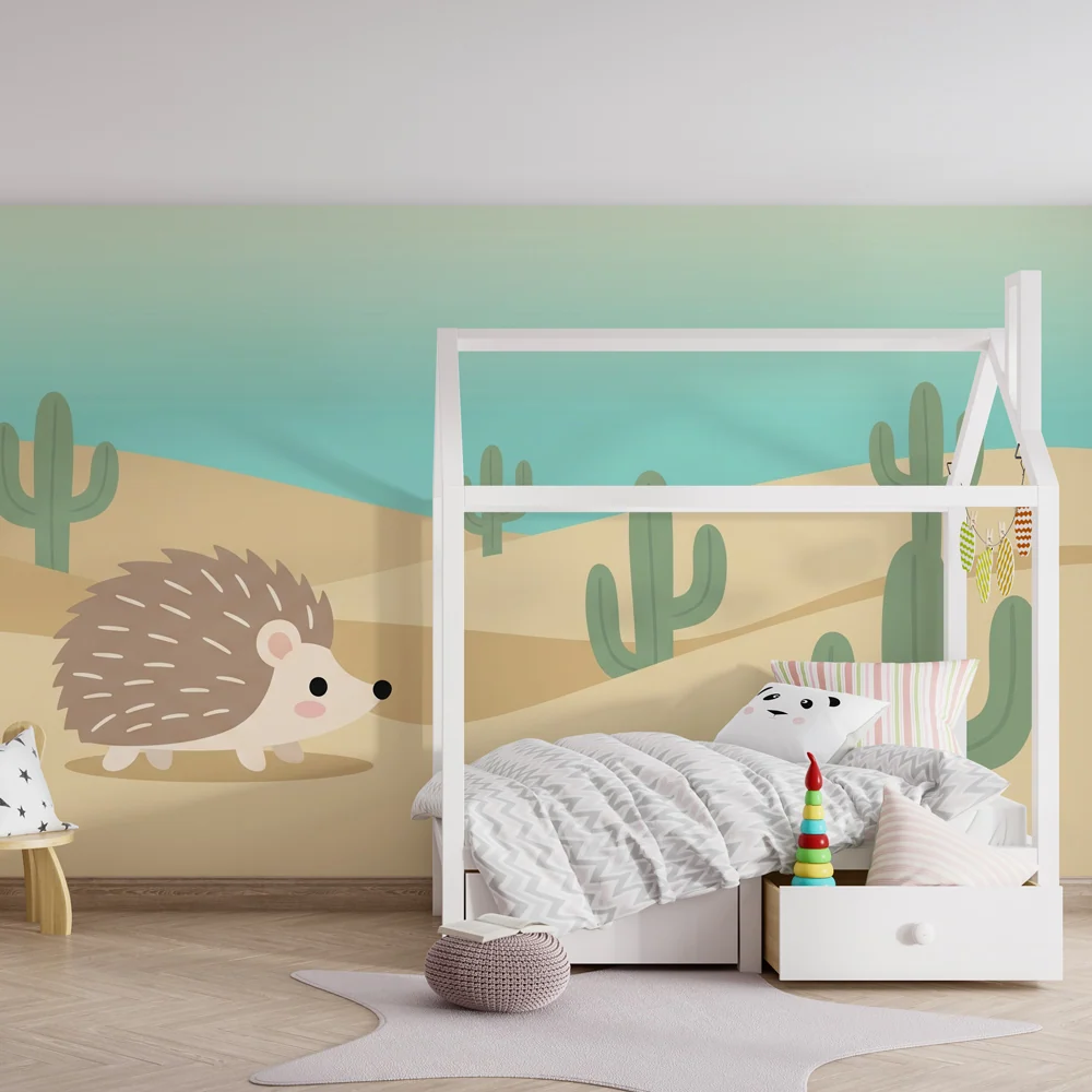 Papier peint chambre enfant | Hérisson dans le désert