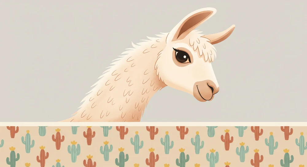 Papier peint chambre enfant | Lama mignon avec cactus colorés