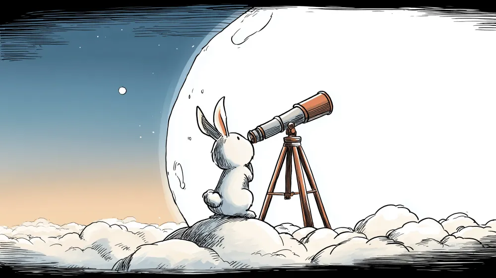 Papier peint chambre enfant | Lapin explorateur sous les étoiles