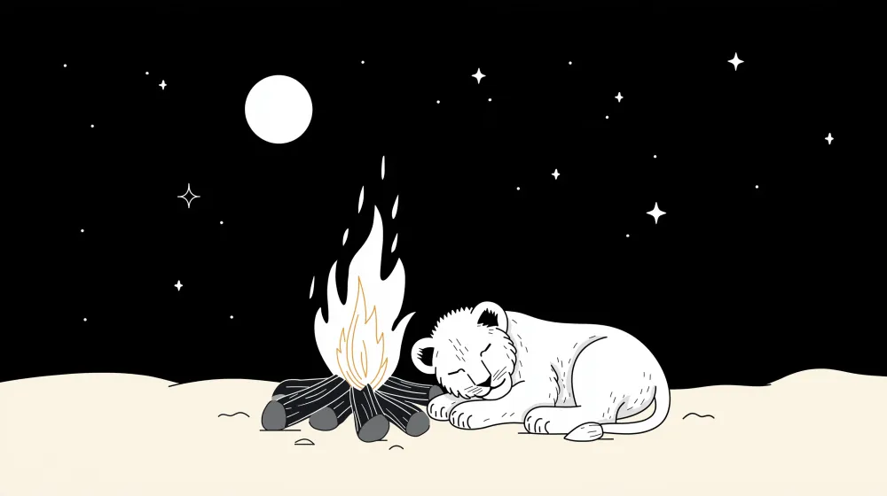 Papier peint chambre enfant | Lionceau endormi sous les étoiles