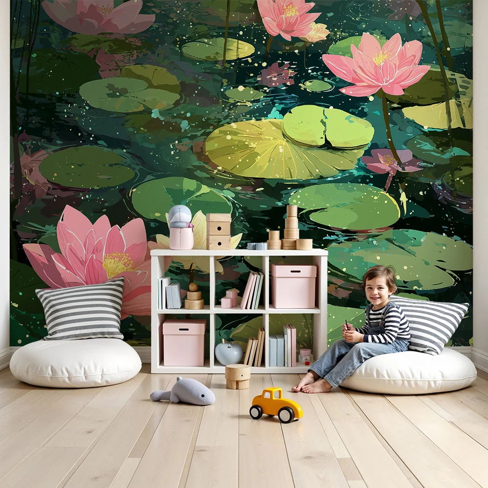 Papier peint chambre enfant | Nénuphars et fleurs de lotus