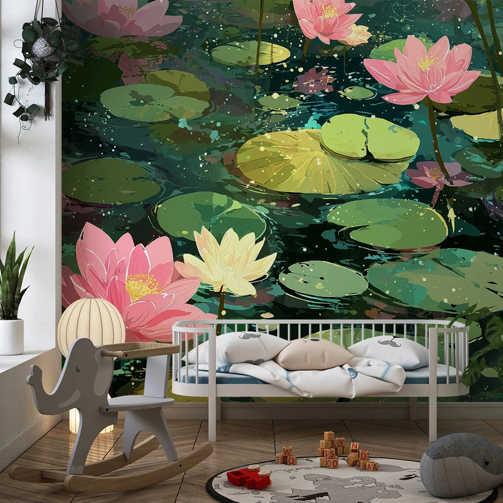 Papier peint chambre enfant | Nénuphars et fleurs de lotus