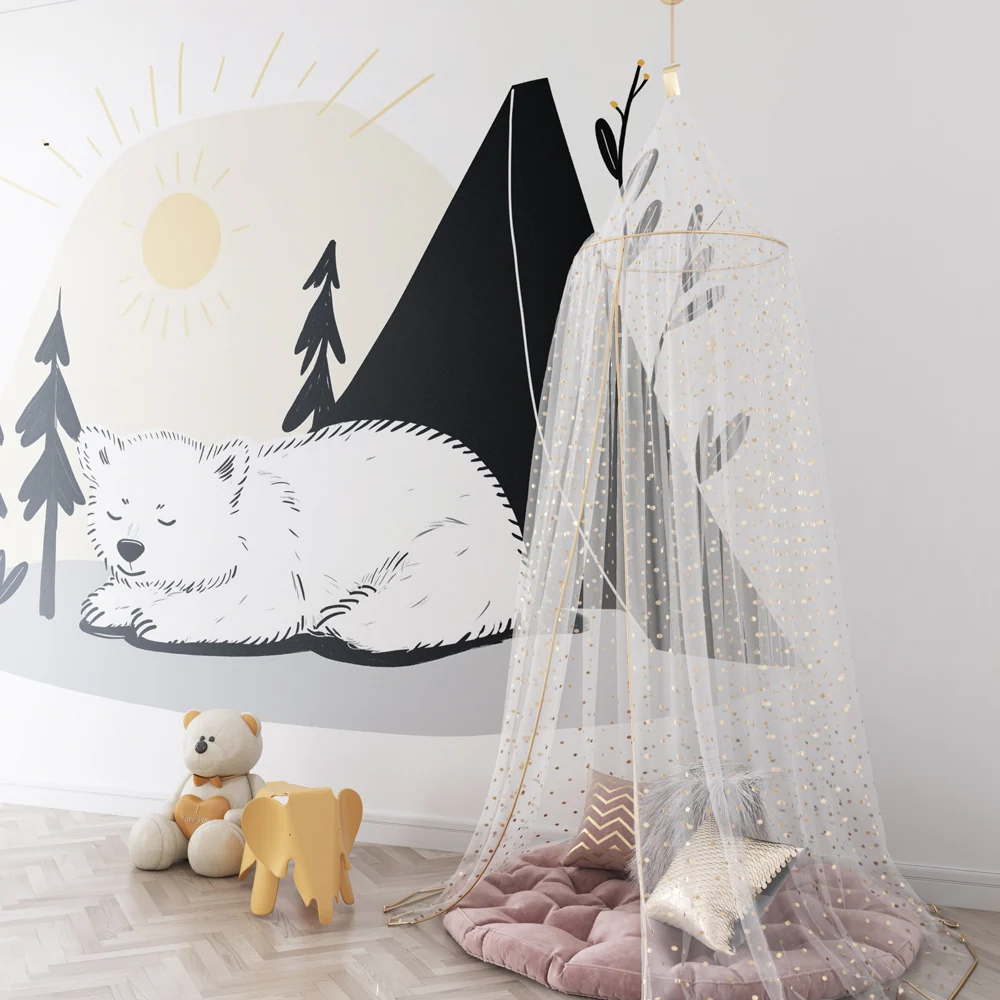 Papier peint chambre enfant | Ours endormi au campement