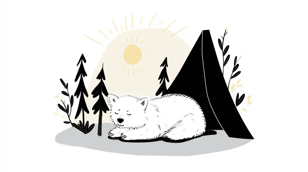 Papier peint chambre enfant | Ours endormi au campement