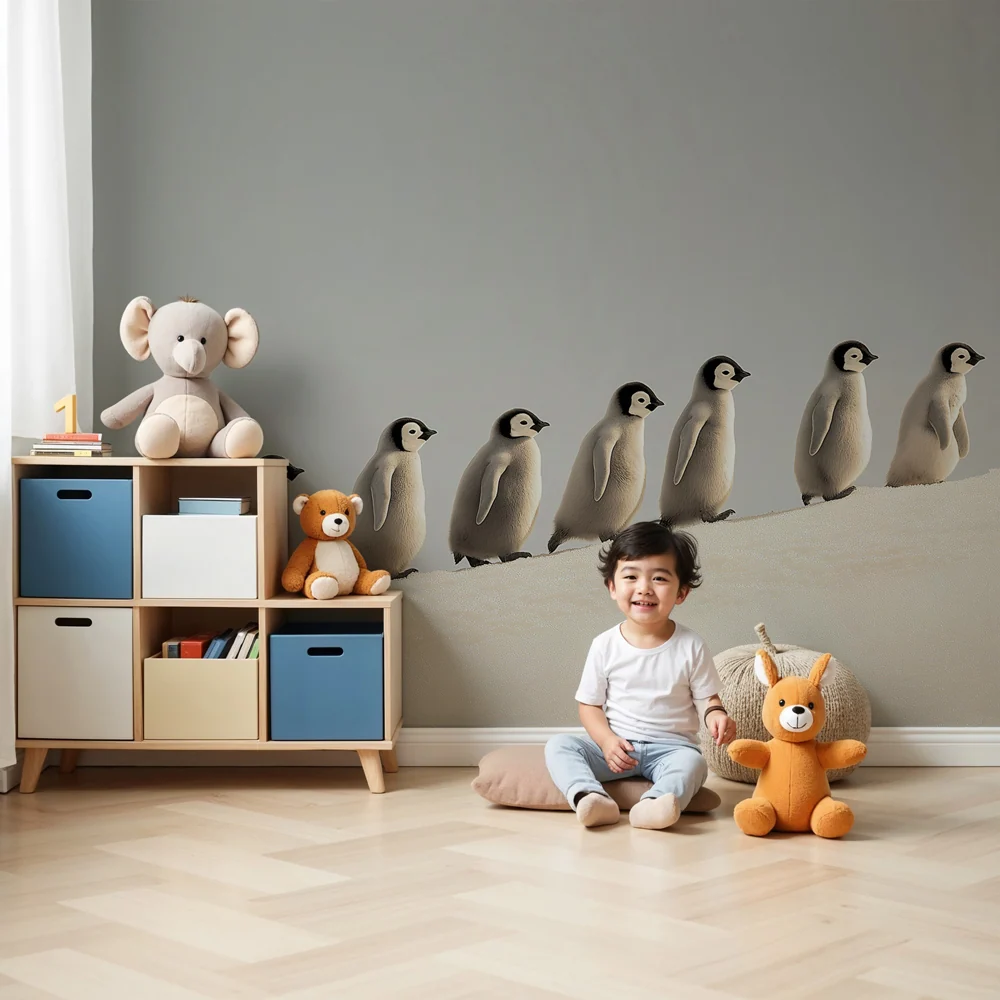 Papier peint chambre enfant | Petits manchots sur la banquise
