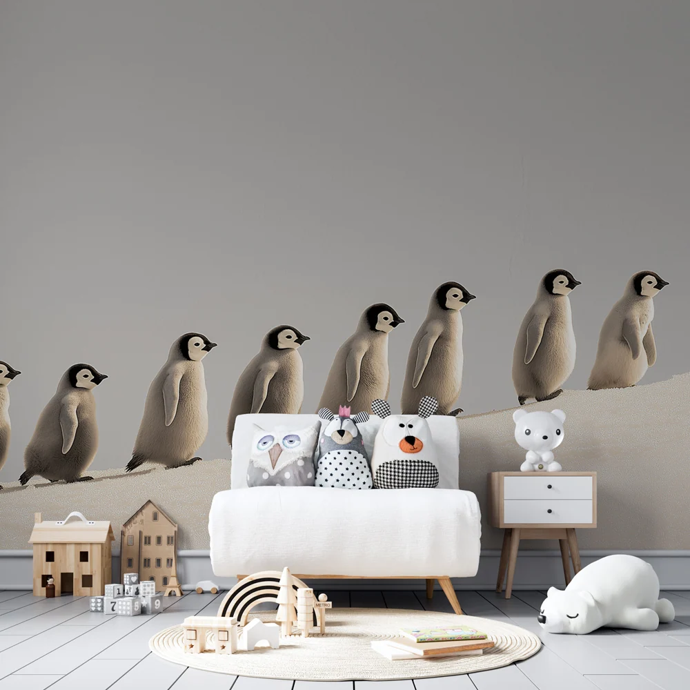 Papier peint chambre enfant | Petits manchots sur la banquise