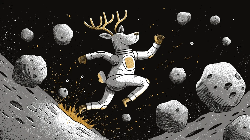 Papier peint chambre enfant | Renne astronaute dans l'espace