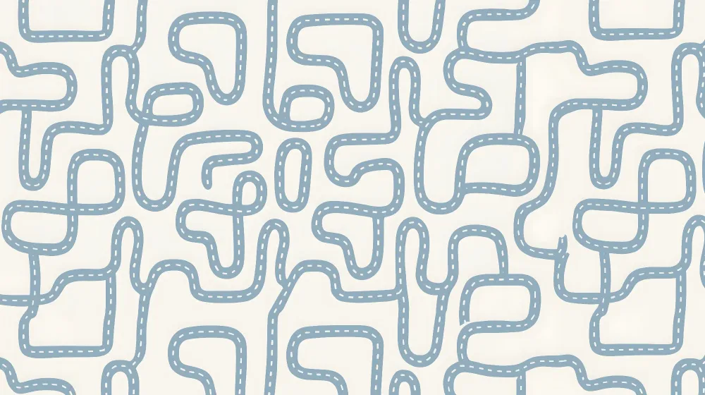 Papier peint chambre enfant | Routes sinueuses bleu ciel