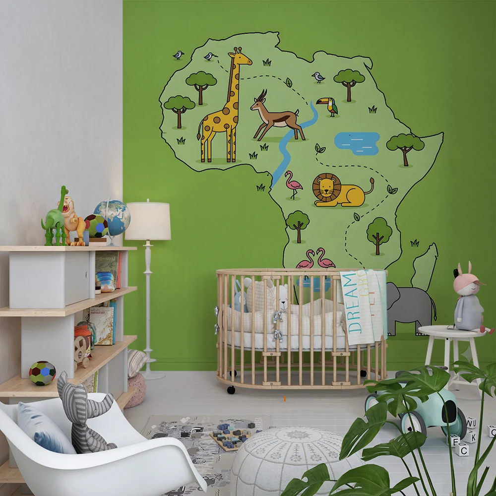 Papier peint chambre enfant | Safari africain éducatif