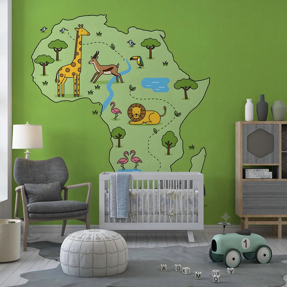 Papier peint chambre enfant | Safari africain éducatif