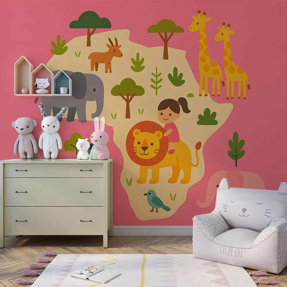 Papier peint chambre enfant | Safari aventure et animaux d'Afrique