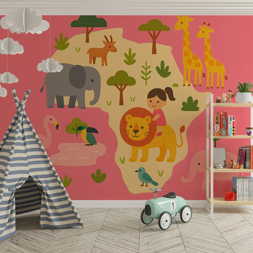 Papier peint chambre enfant | Safari aventure et animaux d'Afrique
