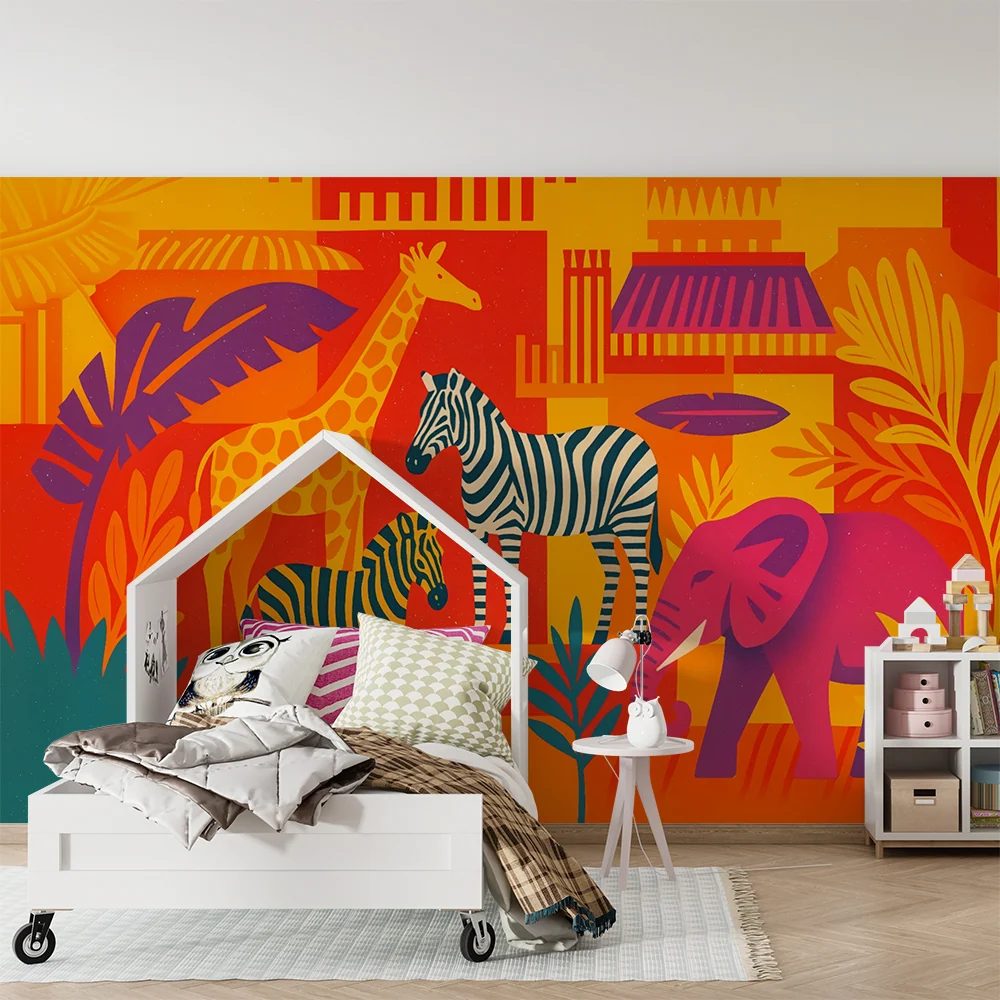 Papier peint chambre enfant | Safari exotique vibrant