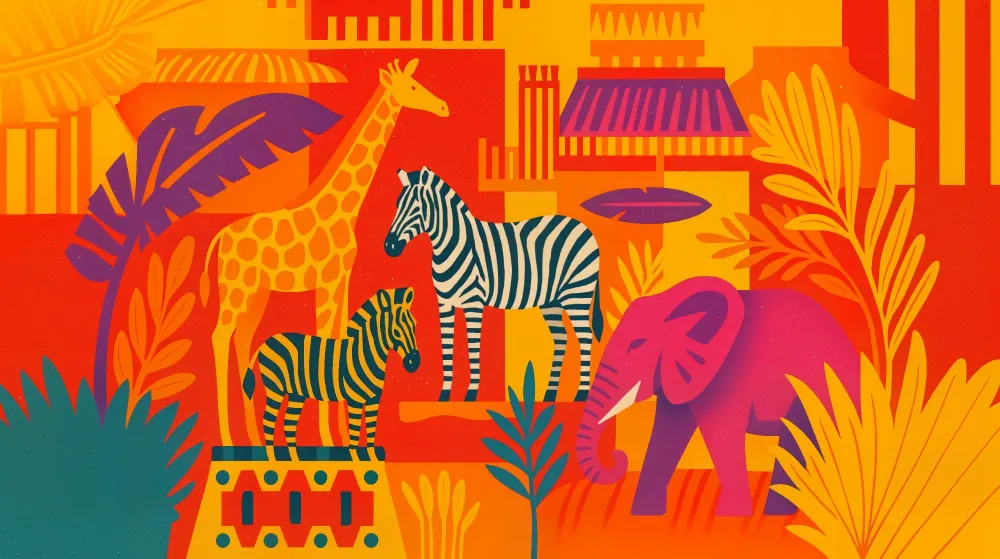 Papier peint chambre enfant | Safari exotique vibrant