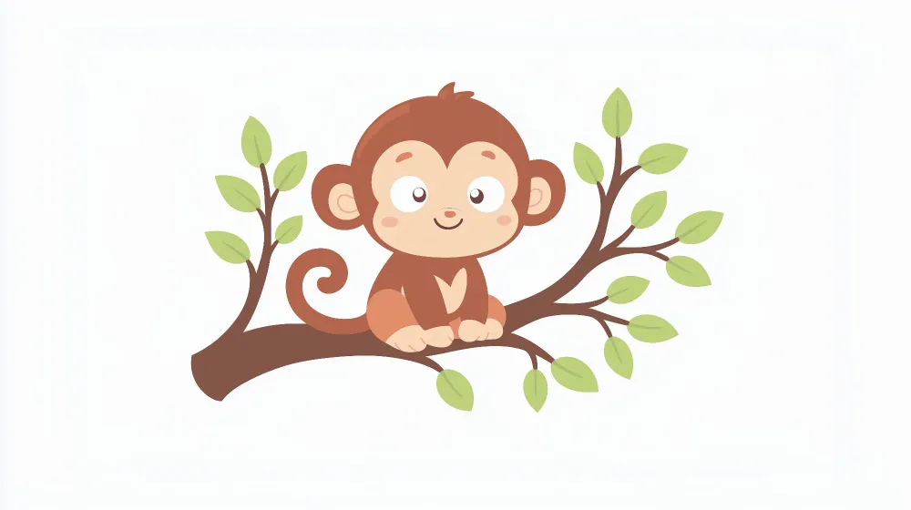 Papier peint chambre enfant | Singe joyeux sur branche