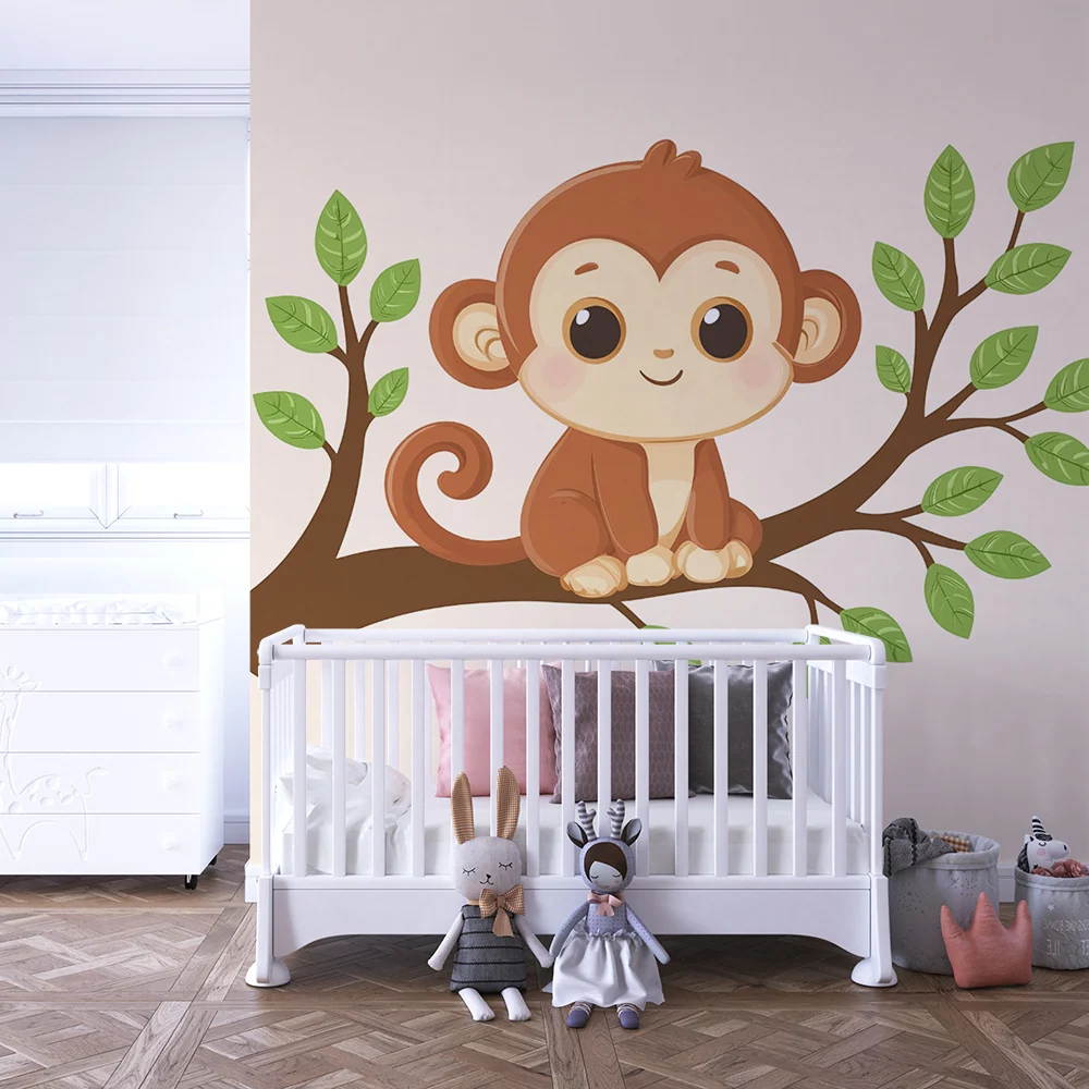 Papier peint chambre enfant | Singe mignon sur branche
