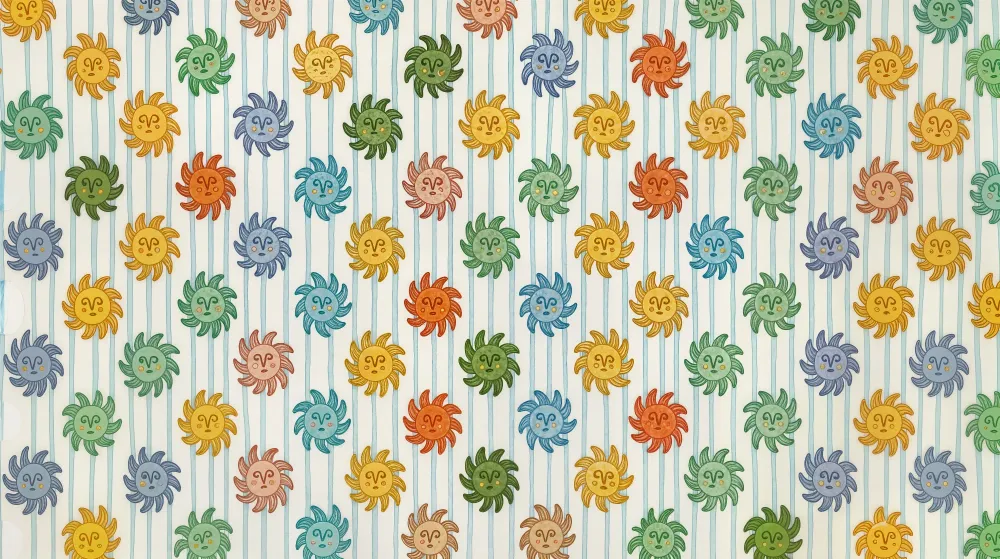 Papier peint chambre enfant | Soleil coloré et rayures