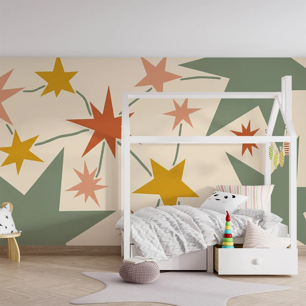 Papier peint chambre enfant | Étoiles colorées et motifs ludiques