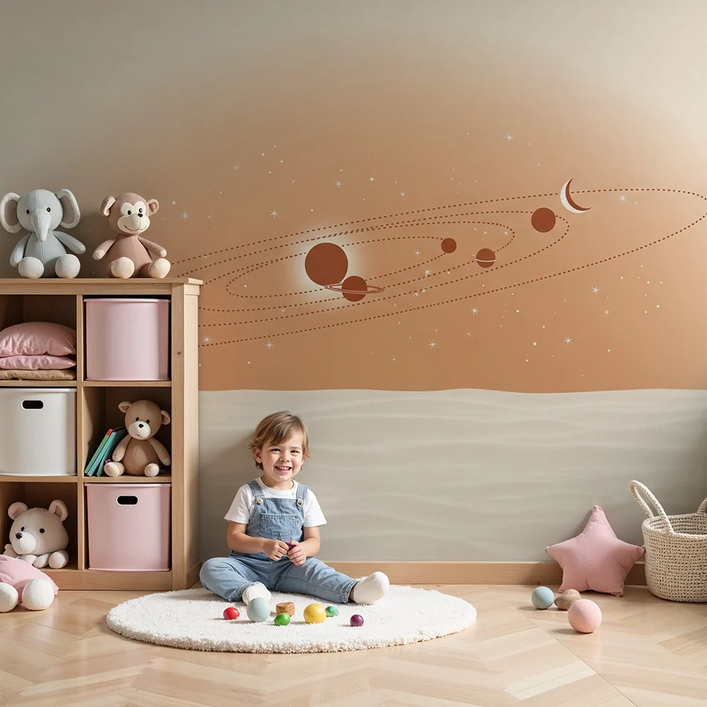 Papier peint chambre enfant | Univers cosmique avec planètes et étoiles