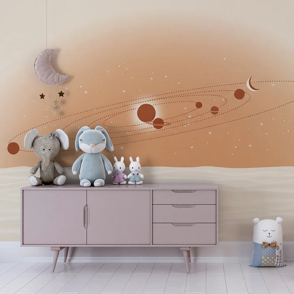 Papier peint chambre enfant | Univers cosmique avec planètes et étoiles