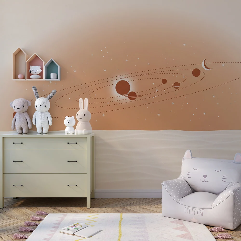 Papier peint chambre enfant | Univers cosmique avec planètes et étoiles