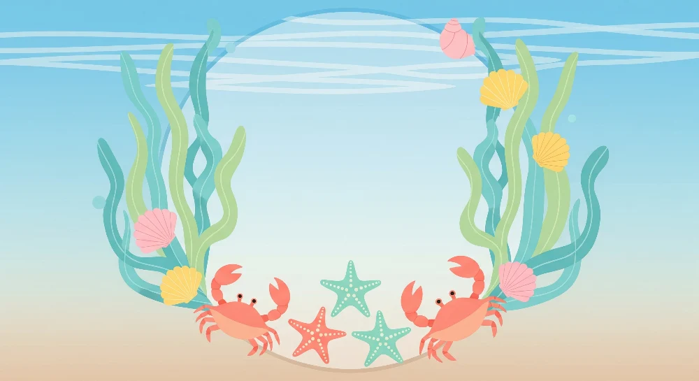 Papier peint chambre enfant | Univers marin avec crabes et étoiles de mer