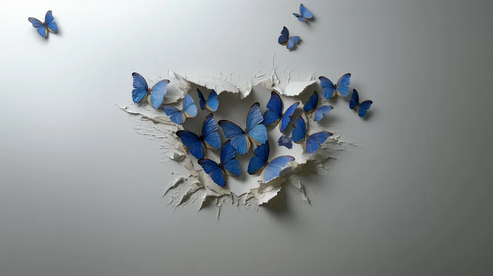 Papier peint chambre enfant | Évasion de papillons bleus