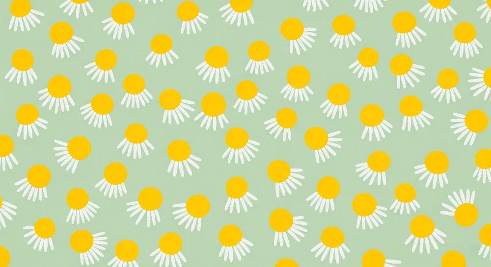 Papier peint chambre bébé | Fleurs ensoleillées sur fond doux
